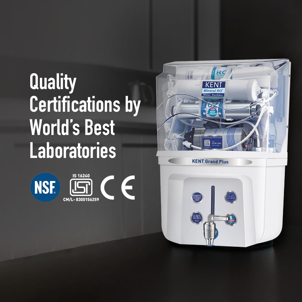 Kent Grand Plus RO + UV + UF + TDS Water Purifier (White, 9L) | 4 Years Free service