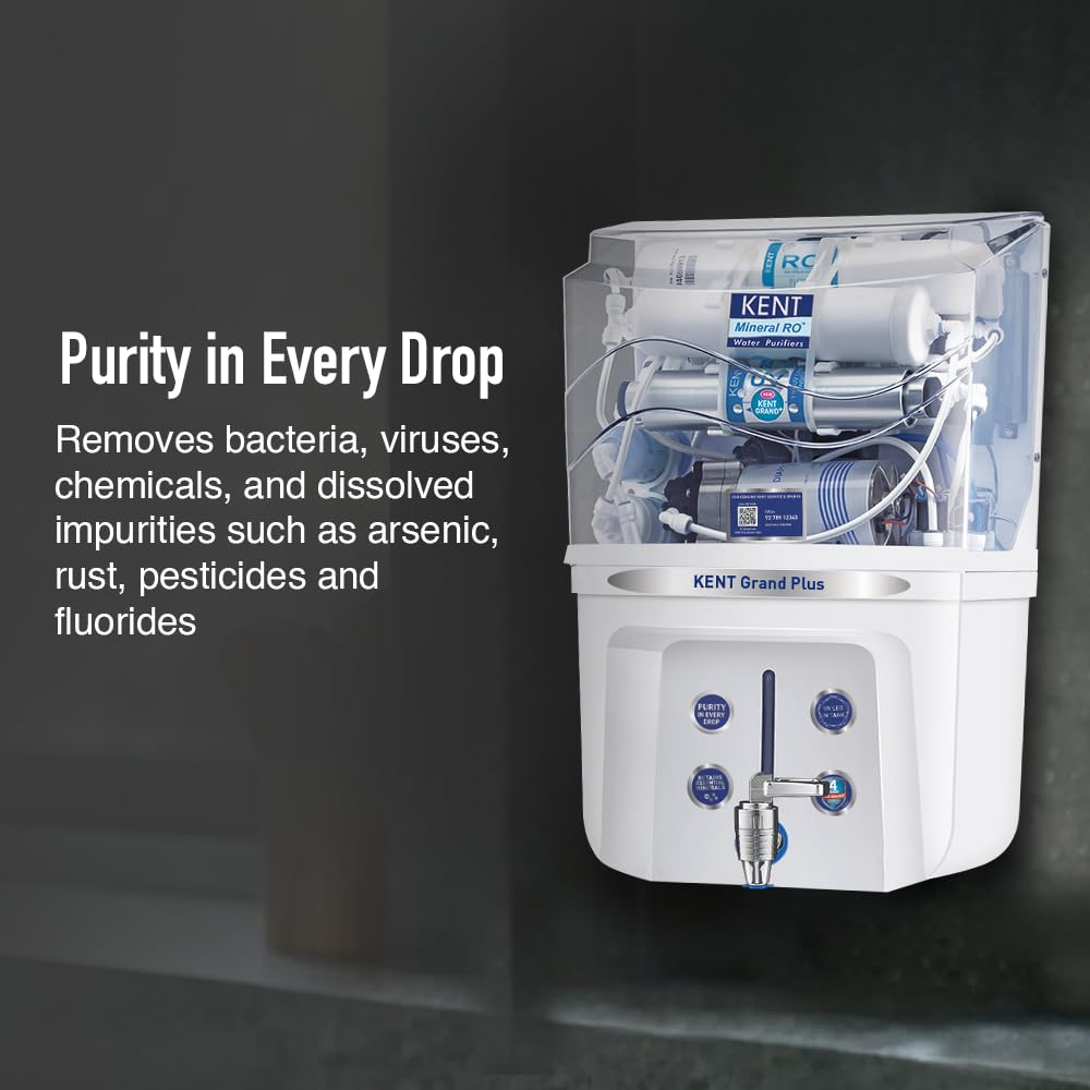 Kent Grand Plus RO + UV + UF + TDS Water Purifier (White, 9L) | 4 Years Free service
