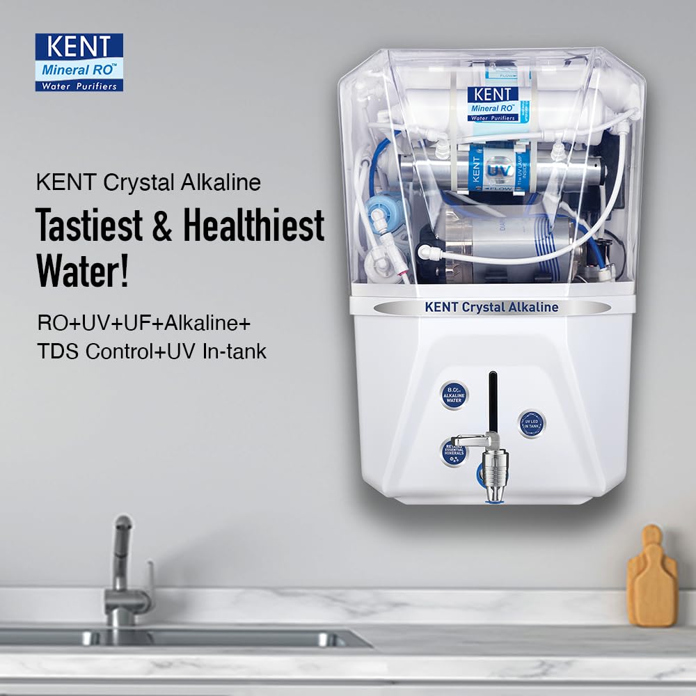 Kent Crystal Plus Alkaline RO Water Purifier – 11L | Multi-Stage Purification with Alkaline Filter
