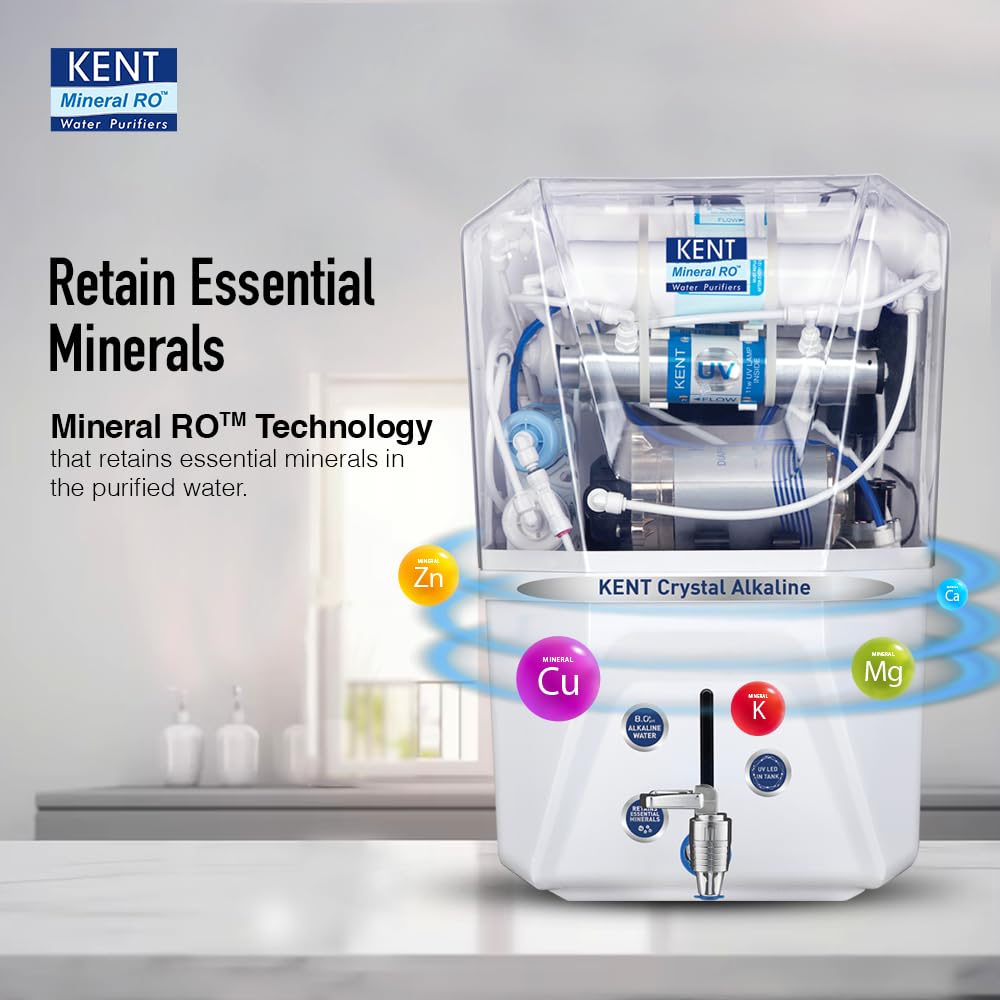Kent Crystal Plus Alkaline RO Water Purifier – 11L | Multi-Stage Purification with Alkaline Filter