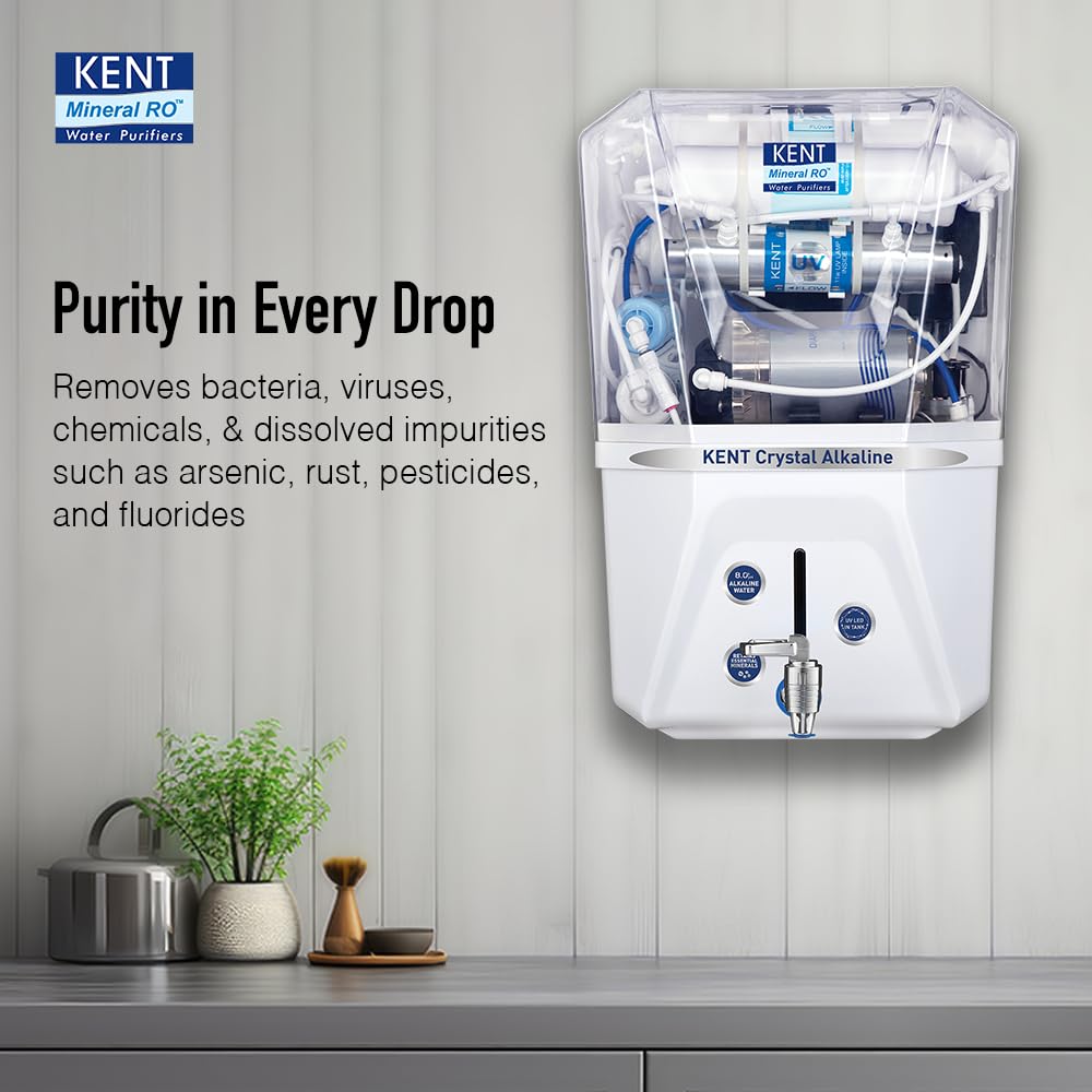 Kent Crystal Plus Alkaline RO Water Purifier – 11L | Multi-Stage Purification with Alkaline Filter