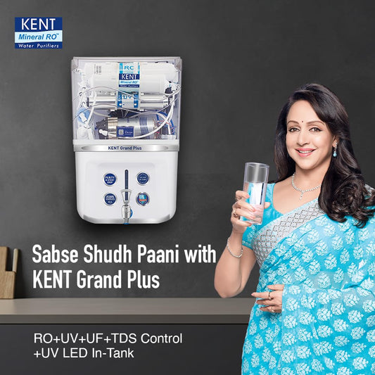 Kent Grand Plus RO + UV + UF + TDS Water Purifier (White, 9L) | 4 Years Free service
